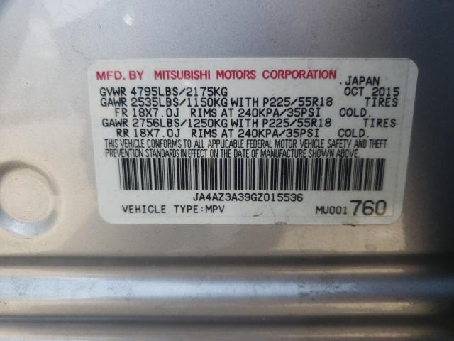 2016 MITSUBISHI OUTLANDER JA4AZ3A39GZ015536