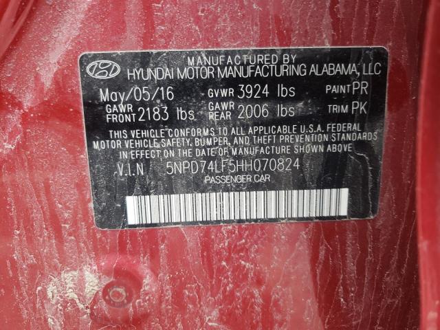 2017 HYUNDAI ELANTRA SE 5NPD74LF5HH070824
