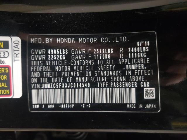 2018 HONDA CLARITY TO JHMZC5F33JC014549