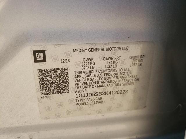 2019 CHEVROLET SONIC LT 1G1JD5SB3K4120223