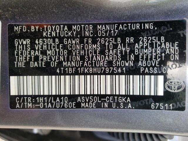 2017 TOYOTA CAMRY LE 4T1BF1FK8HU797541