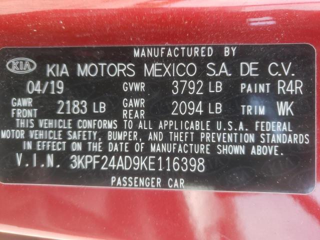 3KPF24AD9KE116398 Kia Forte Fe 2019. Фото: 9