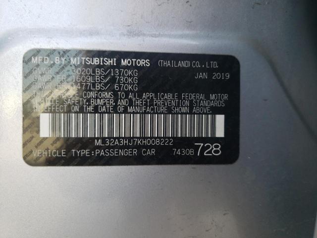 2019 MITSUBISHI MIRAGE ML32A3HJ7KH008222