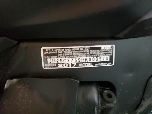2017 HONDA CBR1000 RA JH2SC7759HK000970