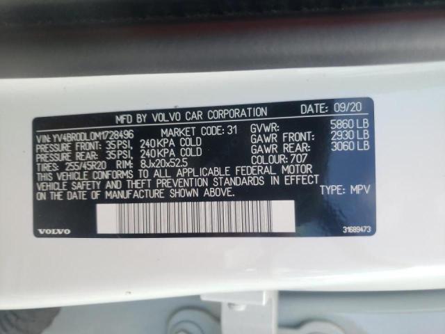 2021 VOLVO XC60 T8 RE YV4BR0DL0M1728496