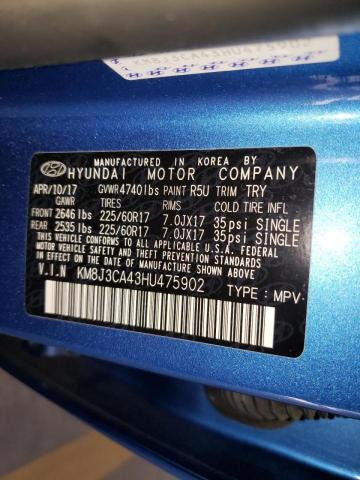 2017 HYUNDAI TUCSON LIM KM8J3CA43HU475902