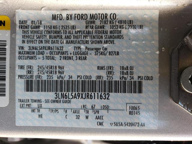 2018 LINCOLN MKZ PREMIE 3LN6L5A9XJR611632