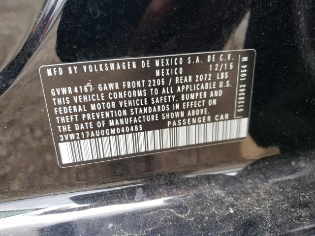 2016 VOLKSWAGEN GOLF S/SE 3VW217AU0GM040485