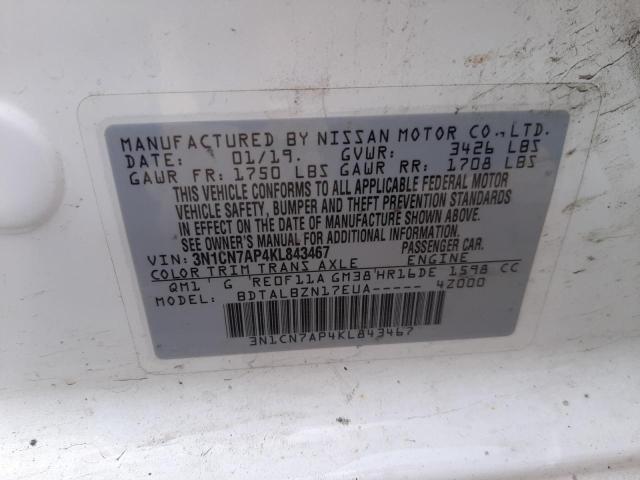 2019 NISSAN VERSA S 3N1CN7AP4KL843467