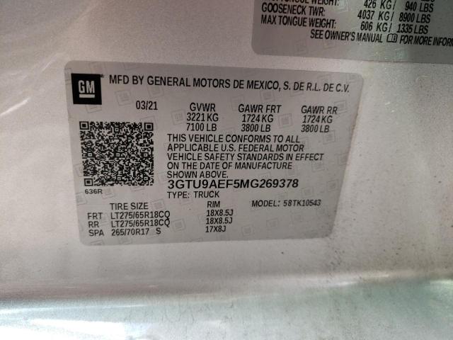 2021 GMC SIERRA K15 3GTU9AEF5MG269378