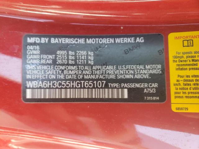 2017 BMW 640 XI WBA6H3C55HGT65107
