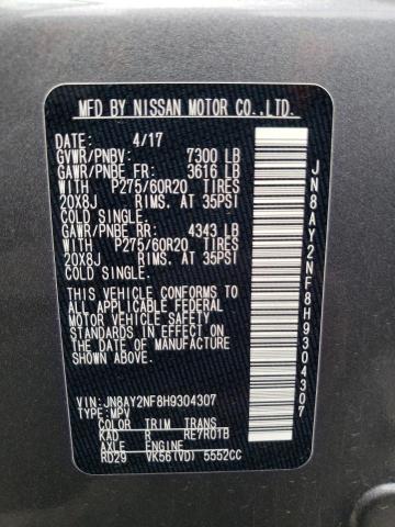 2017 NISSAN ARMADA PLA JN8AY2NF8H9304307