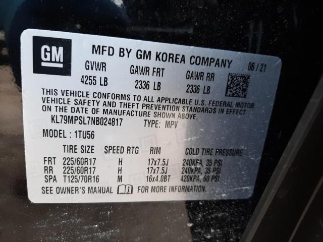 2022 CHEVROLET TRAILBLAZE KL79MPSL7NB024817