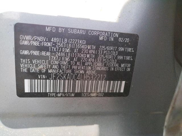 2020 SUBARU FORESTER JF2SKADC4LH532212