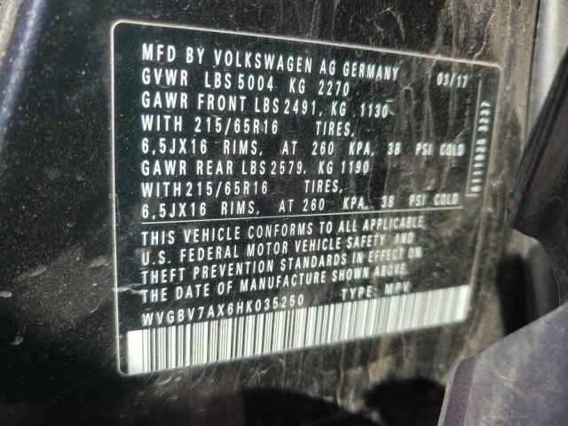 2017 VOLKSWAGEN TIGUAN S WVGBV7AX6HK035250