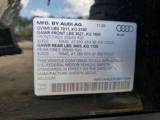 2021 AUDI E-TRON PRE WA1VAAGEXMB017399