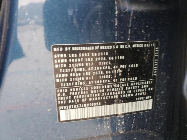 2018 VOLKSWAGEN TIGUAN SE 3VV2B7AX7JM010094