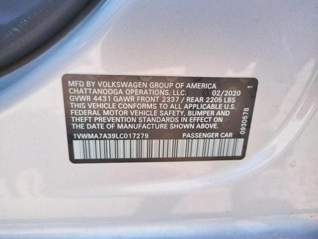 2020 VOLKSWAGEN PASSAT R-L 1VWMA7A39LC017279