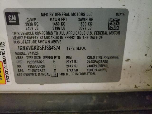 2015 CHEVROLET TRAVERSE L 1GNKVGKD3FJ334374
