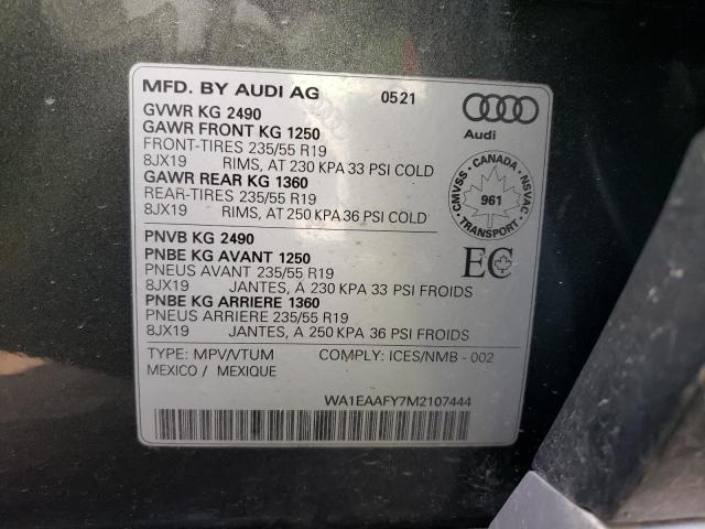 2021 AUDI Q5 PROGRES WA1EAAFY7M2107444