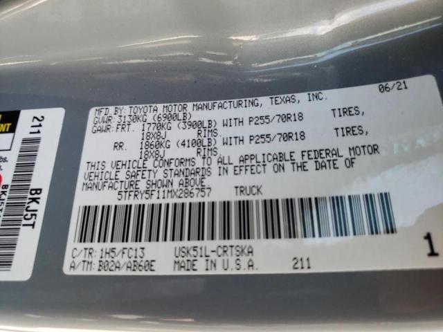 2021 TOYOTA TUNDRA DOU 5TFRY5F11MX286757