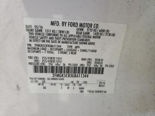 2016 FORD FLEX SEL 2FMGK5C83GBA11344