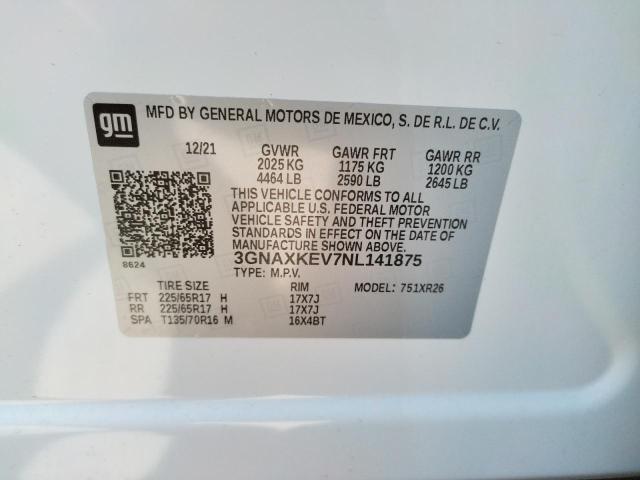 2022 CHEVROLET EQUINOX LT 3GNAXKEV7NL141875