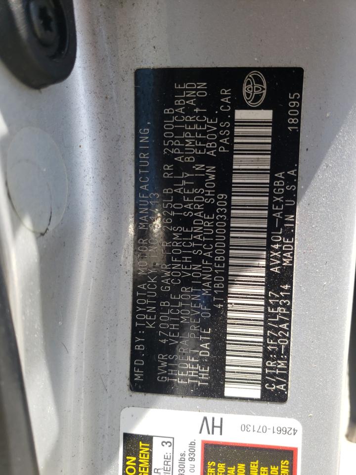 4T1BD1EB0DU003309 2013 Toyota Avalon Hybrid