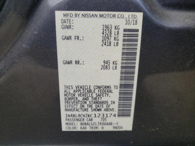 2019 NISSAN ALTIMA SR 1N4BL4CV2KC123174