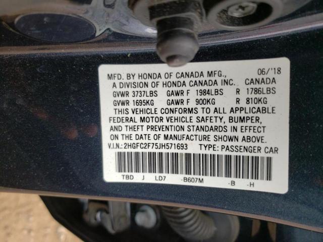 2018 HONDA CIVIC EX 2HGFC2F75JH571693