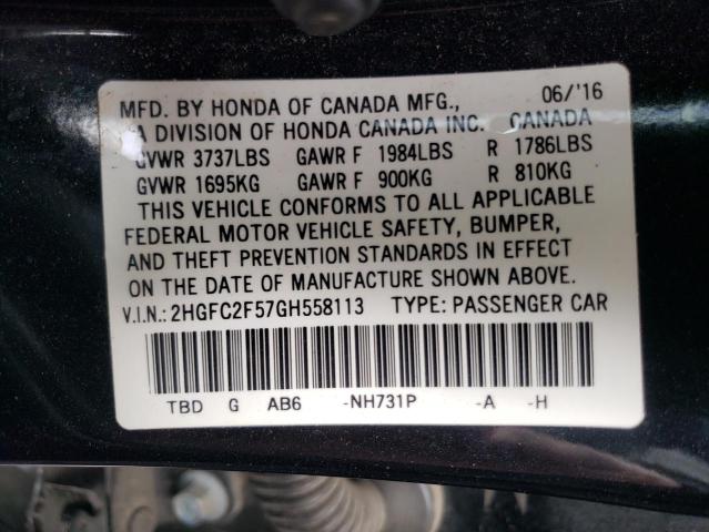 2016 HONDA CIVIC LX 2HGFC2F57GH558113