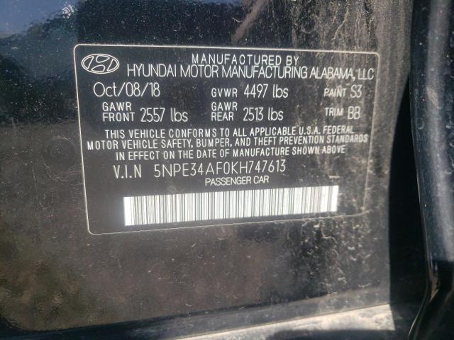 2019 HYUNDAI SONATA LIM 5NPE34AF0KH747613