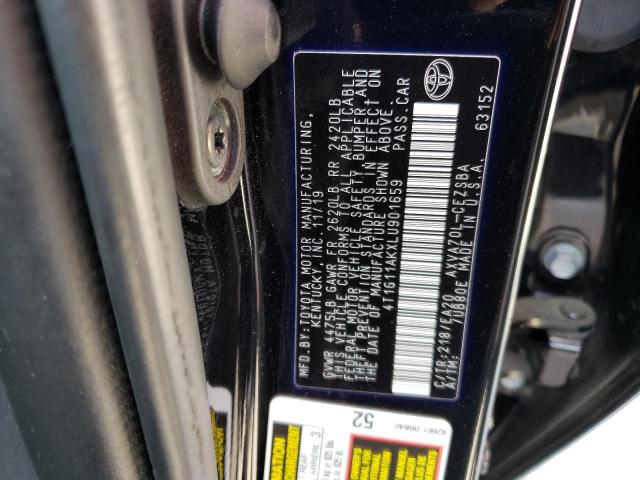 2020 TOYOTA CAMRY SE 4T1G11AKXLU901659
