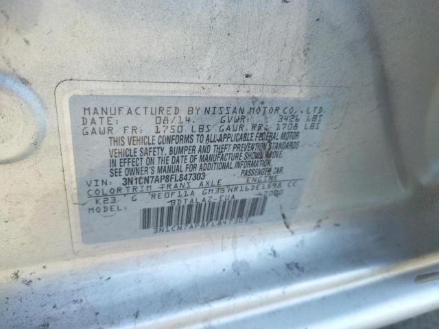 2015 NISSAN VERSA S 3N1CN7AP8FL847303