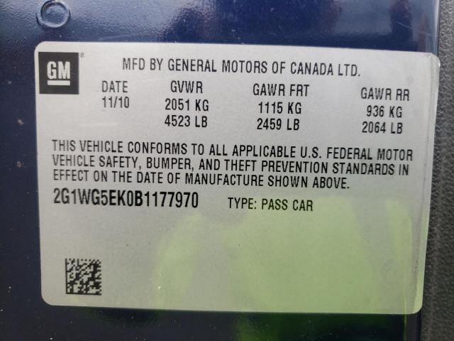 2G1WG5EK0B1177970 Chevrolet Impala Lt 2011. Фото: 9