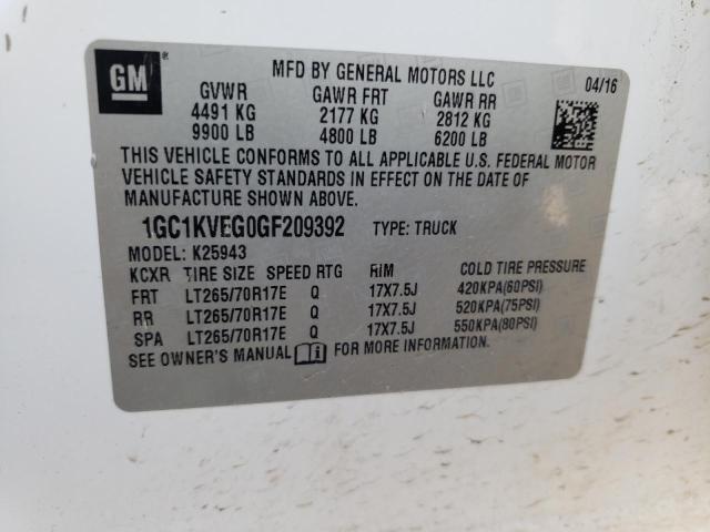 2016 CHEVROLET SILVRDO LT 1GC1KVEG0GF209392