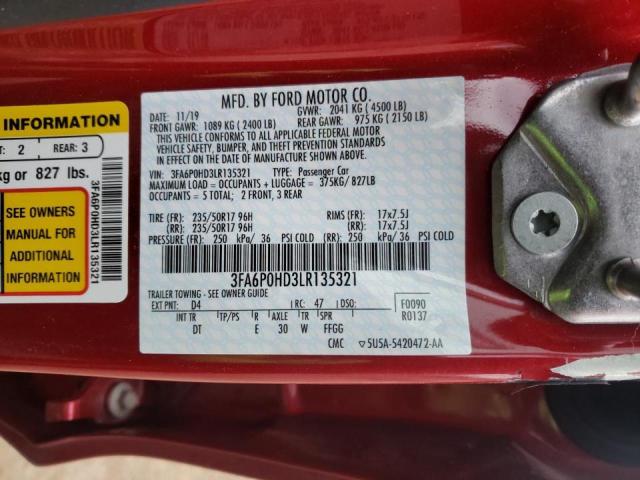 2020 FORD FUSION SE 3FA6P0HD3LR135321