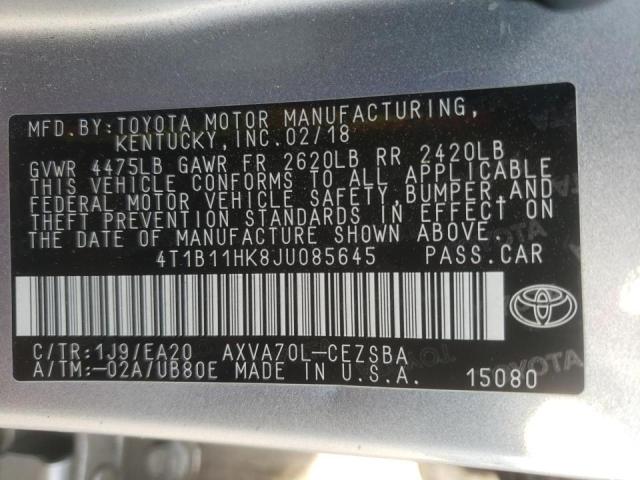 2018 TOYOTA CAMRY L 4T1B11HK8JU085645