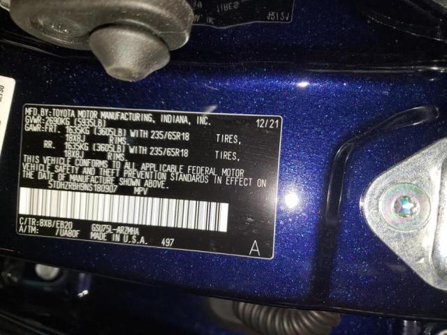 2022 TOYOTA HIGHLANDER 5TDHZRBH9NS180907