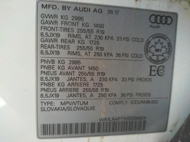 VIN WA1LAAF71HD056824 2017 Audi Q7, Premium Plus no.10