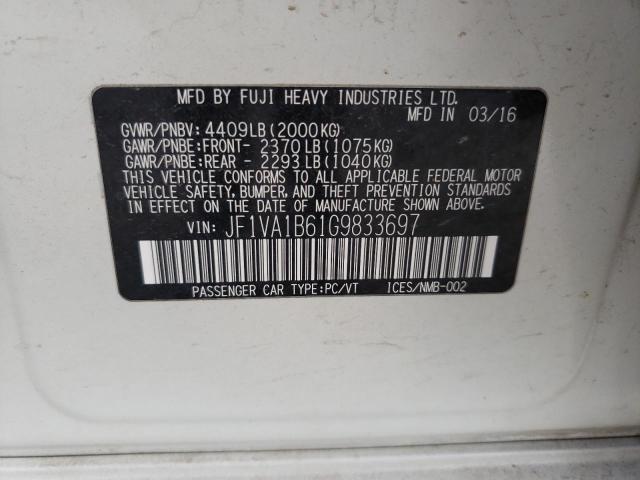 2016 SUBARU WRX JF1VA1B61G9833697