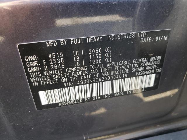 2016 SUBARU LEGACY 2.5 4S3BNBC62G3034018
