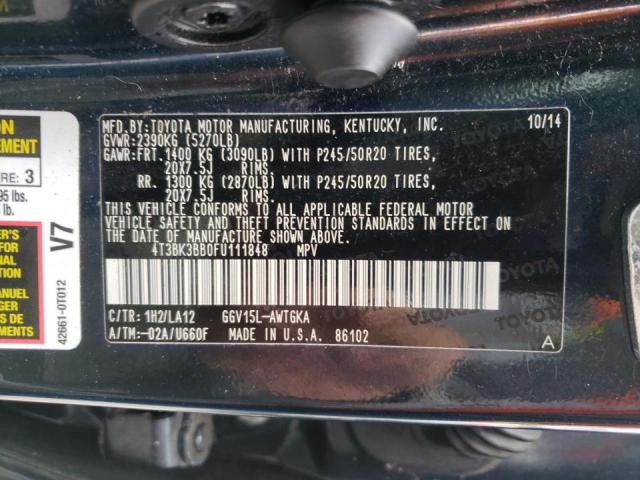 2015 TOYOTA VENZA LE 4T3BK3BB0FU111848
