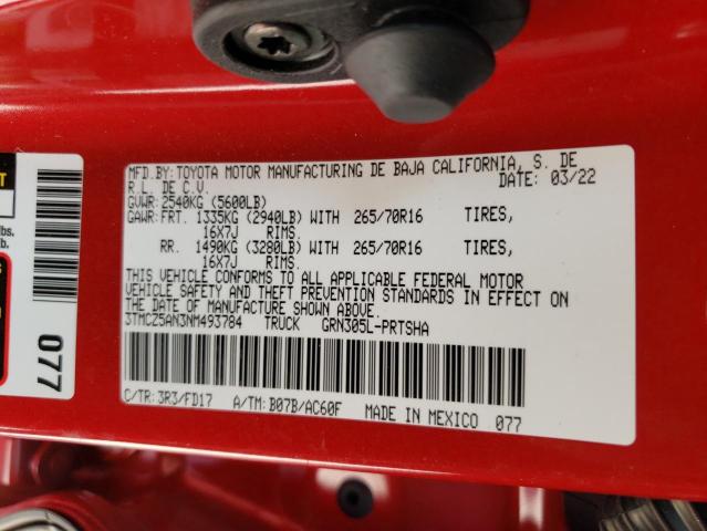 3TMCZ5AN3NM493784 Toyota Tacoma Dou 2022. Фото: 9