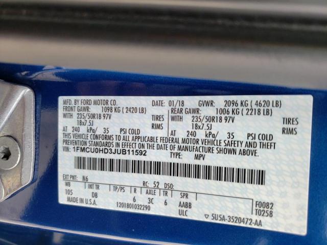2018 FORD ESCAPE SEL 1FMCU0HD3JUB11592