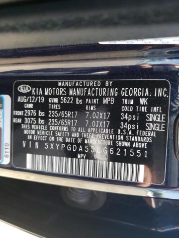 2020 KIA SORENTO S 5XYPGDA53LG621551
