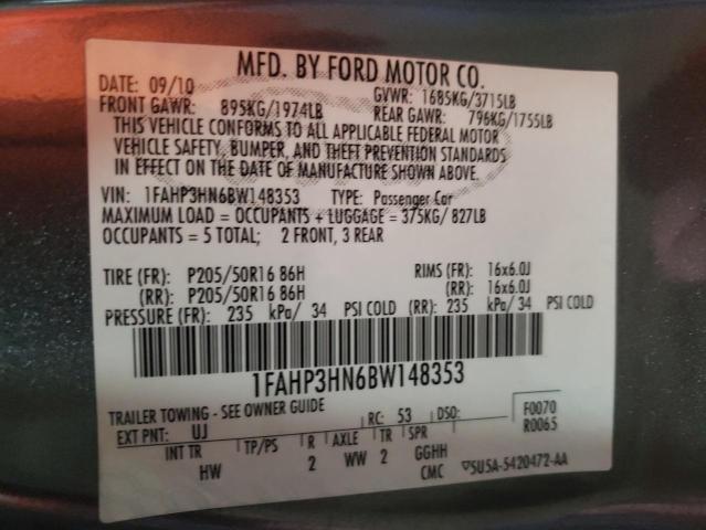 2011 FORD FOCUS SEL - 1FAHP3HN6BW148353