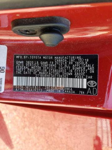 2019 TOYOTA COROLLA L 2T1BURHE5KC198262