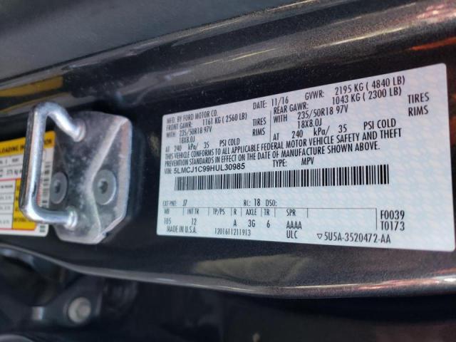 2017 LINCOLN MKC PREMIE 5LMCJ1C99HUL30985