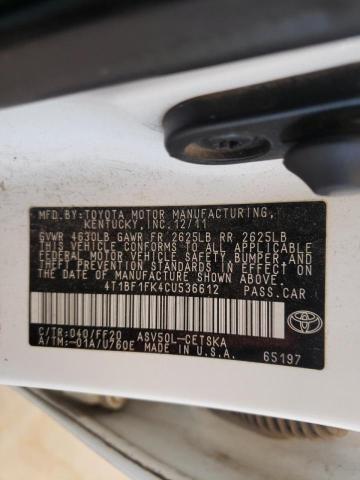 2012 TOYOTA CAMRY BASE - 4T1BF1FK4CU536612